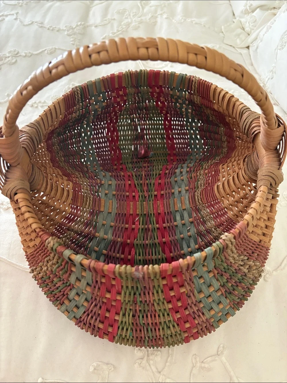 Collectible Vintage Jamit Handwoven Basket with Handle